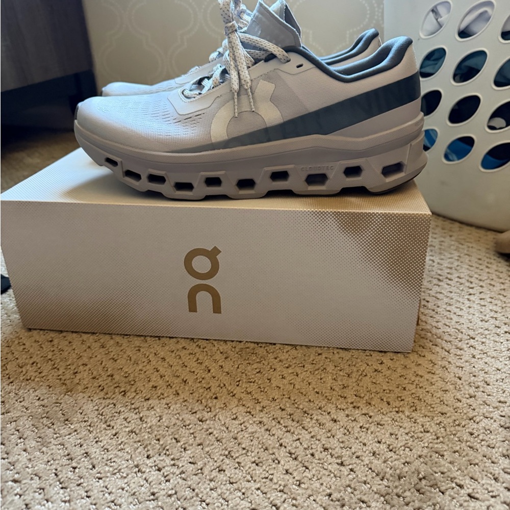 On Running Light Gray and Dark Gray Mesh Running Shoe